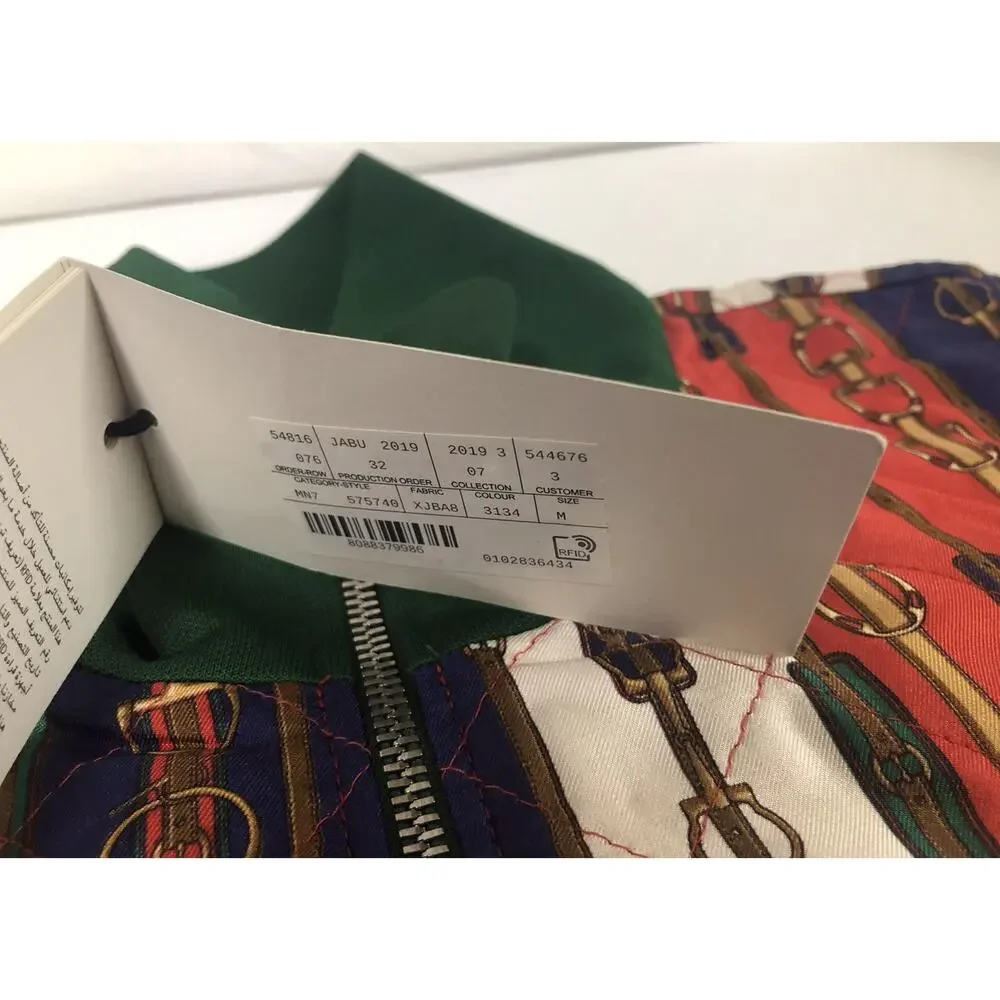 NWT Gucci Bi-Material Oversized Gancini Belt Print Zip Jacket Size M $2980.00